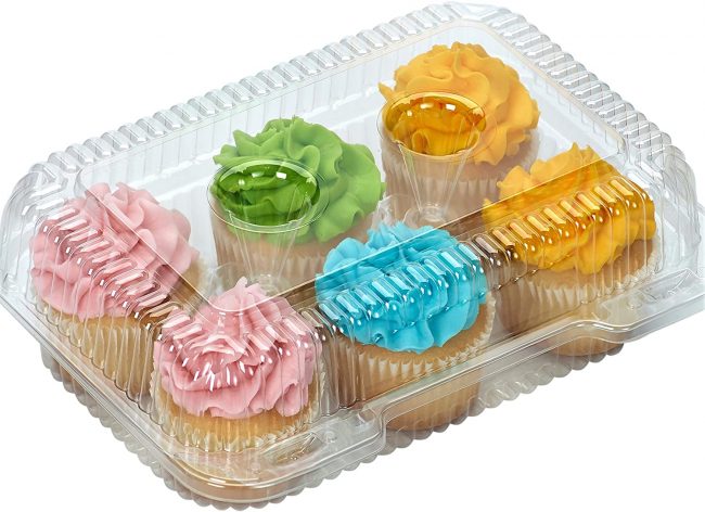 6 Cavity plastic Cupcake Box