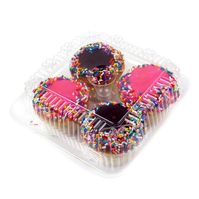 4 Cavity Plastic Cupcake Box