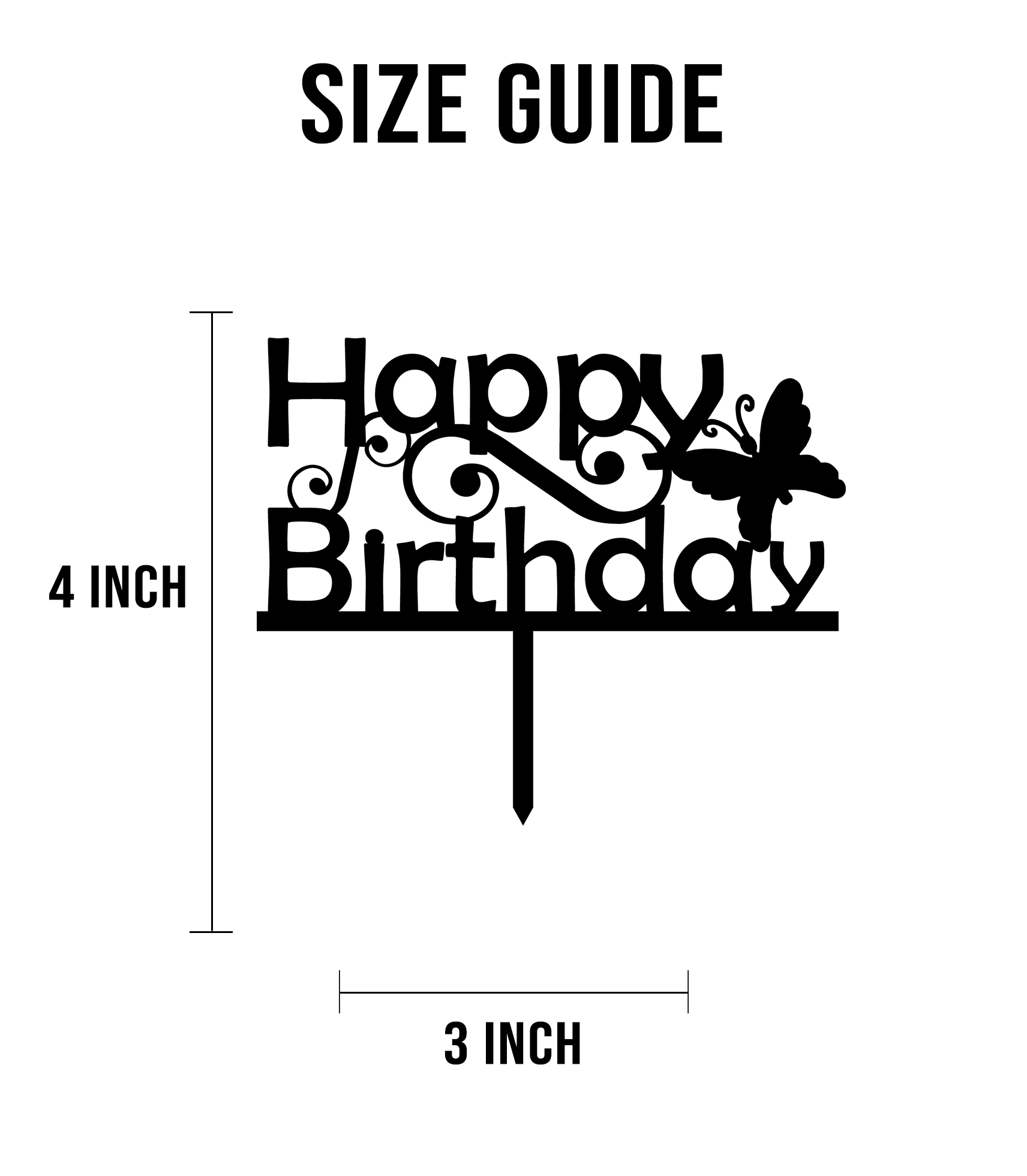 Cake Topper Size - Dimension, Inches, mm, cms, Pixel