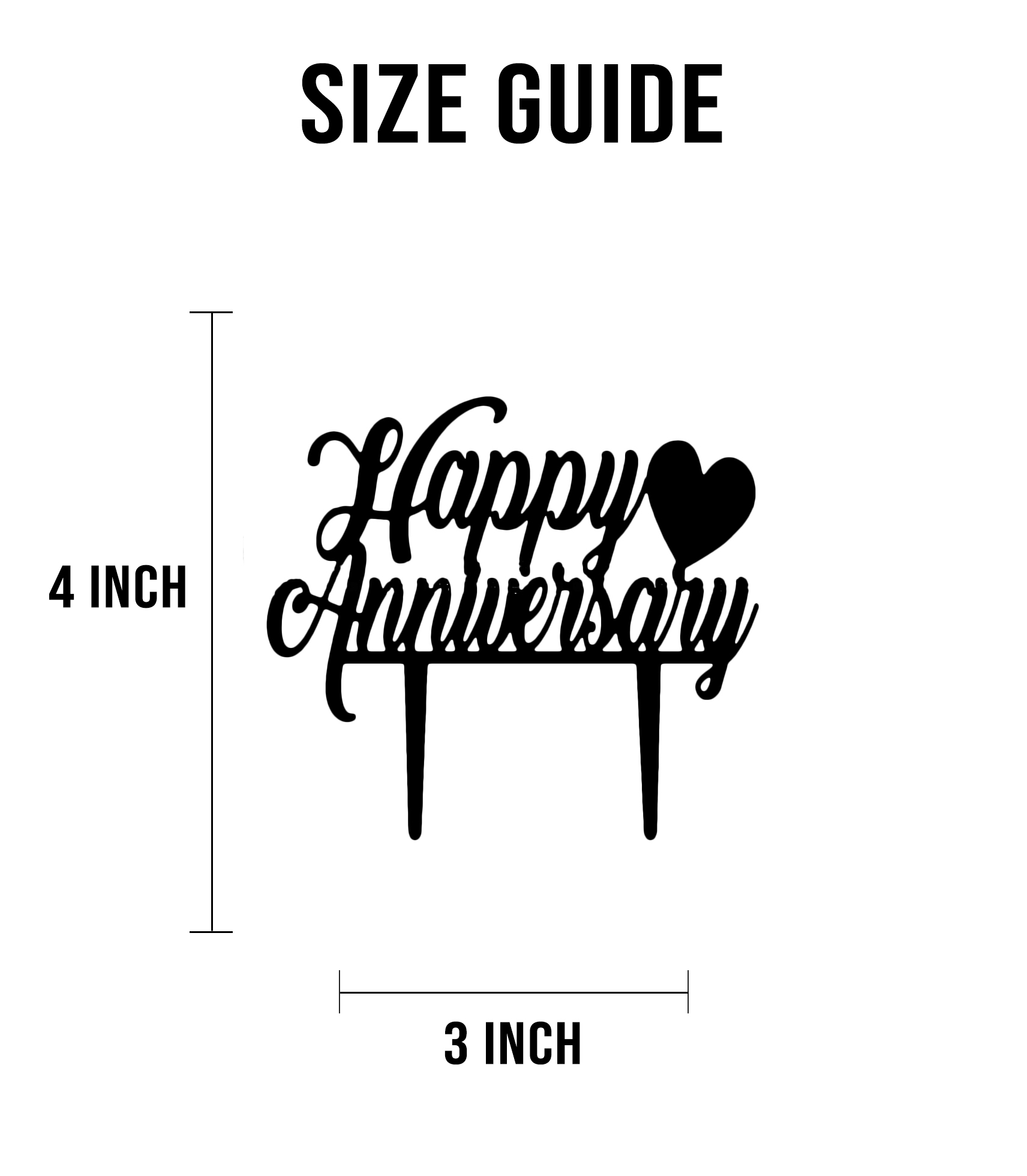 Small Happy Anniversary Cake Topper Calligraphy Design Pack of 10 Pcs ...